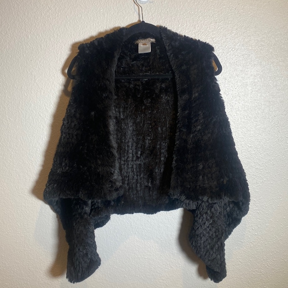 Black Faux Fur Fuzzy Vest